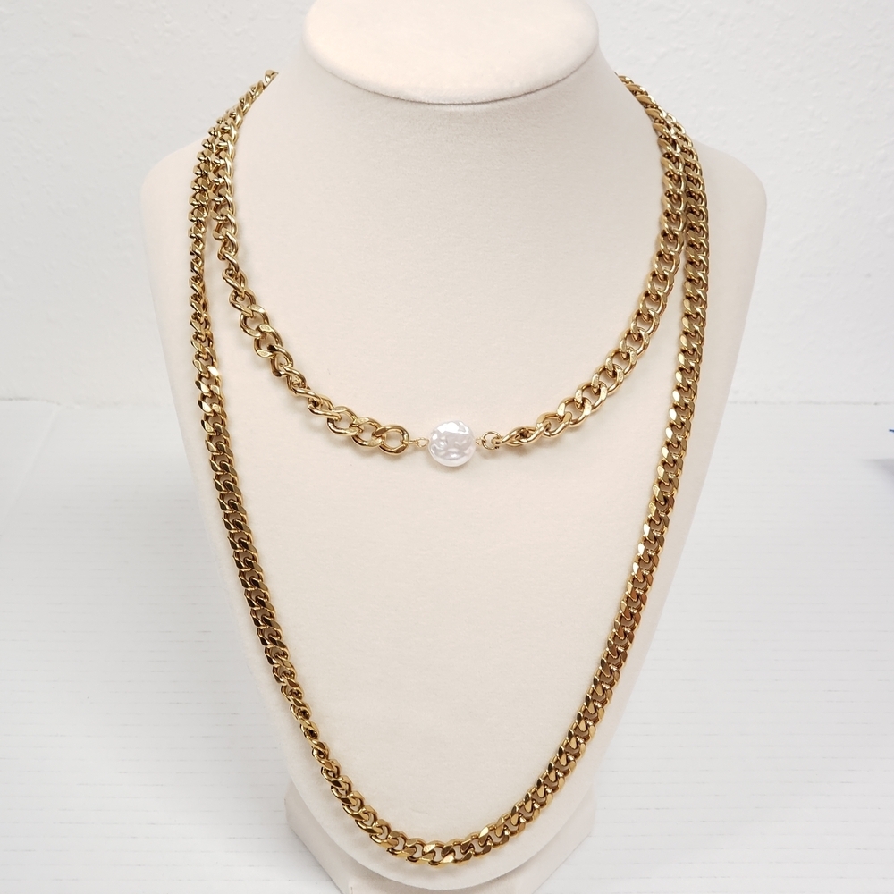 Authentic Louis Vuitton Gold Padlock W/unbranded Cuban Style Stainless Chain - Picture 12 of 15